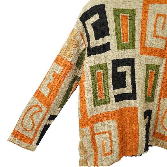 Pleats Collection Pings Imports Crinkle Stretch Geometric Full Zip Jacket Womens - Picture 15 of 16